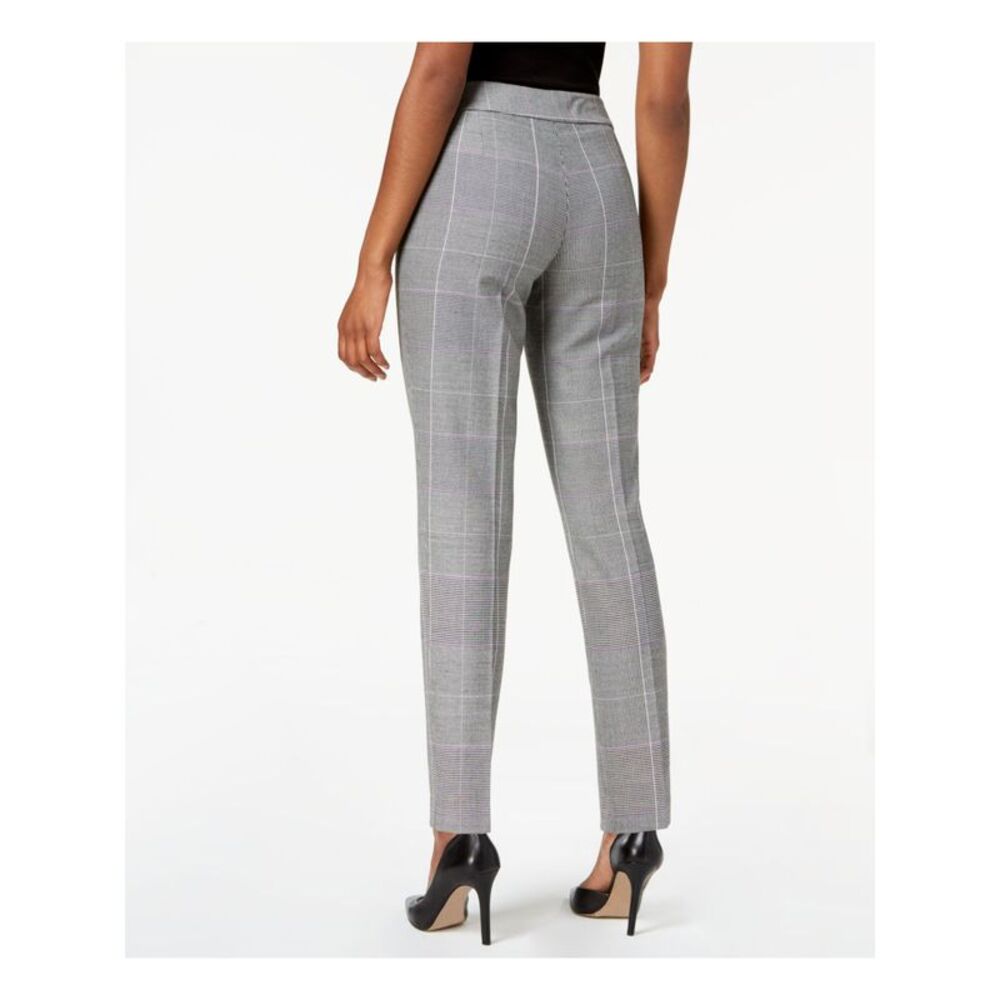 NINE WEST Womens Black Flat Front Plaid Wear To Work Straight leg Pants 16 - Picture 2 of 2